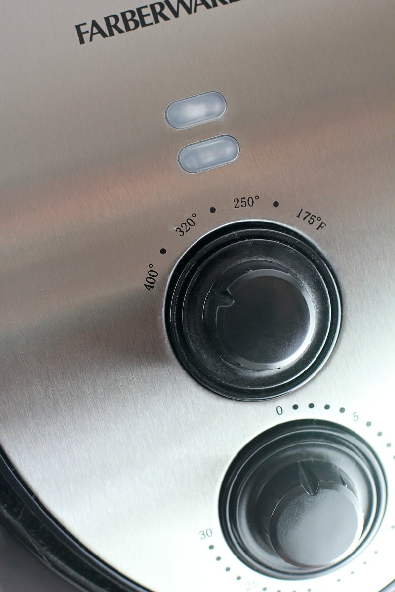 view of the control dials of the air fryer