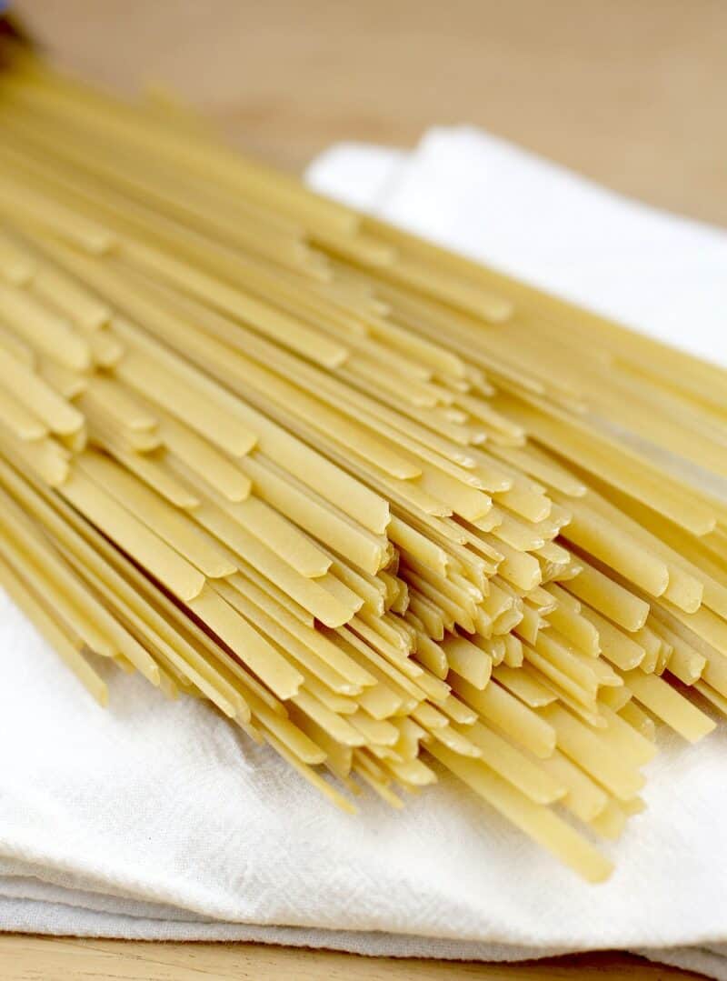 uncooked dried fettuccine noodles