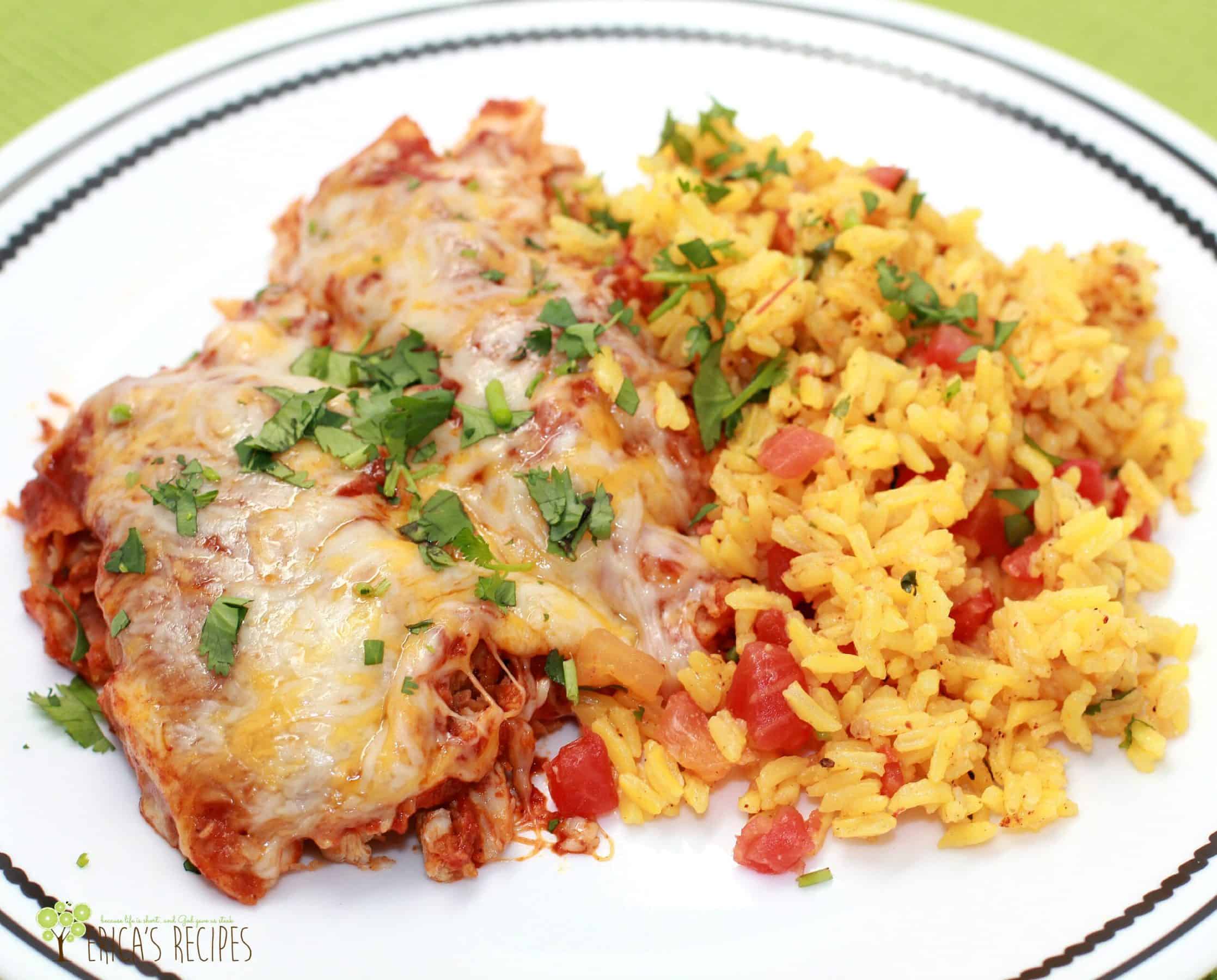 Quick Chicken Enchiladas In Red Sauce Erica S Recipes