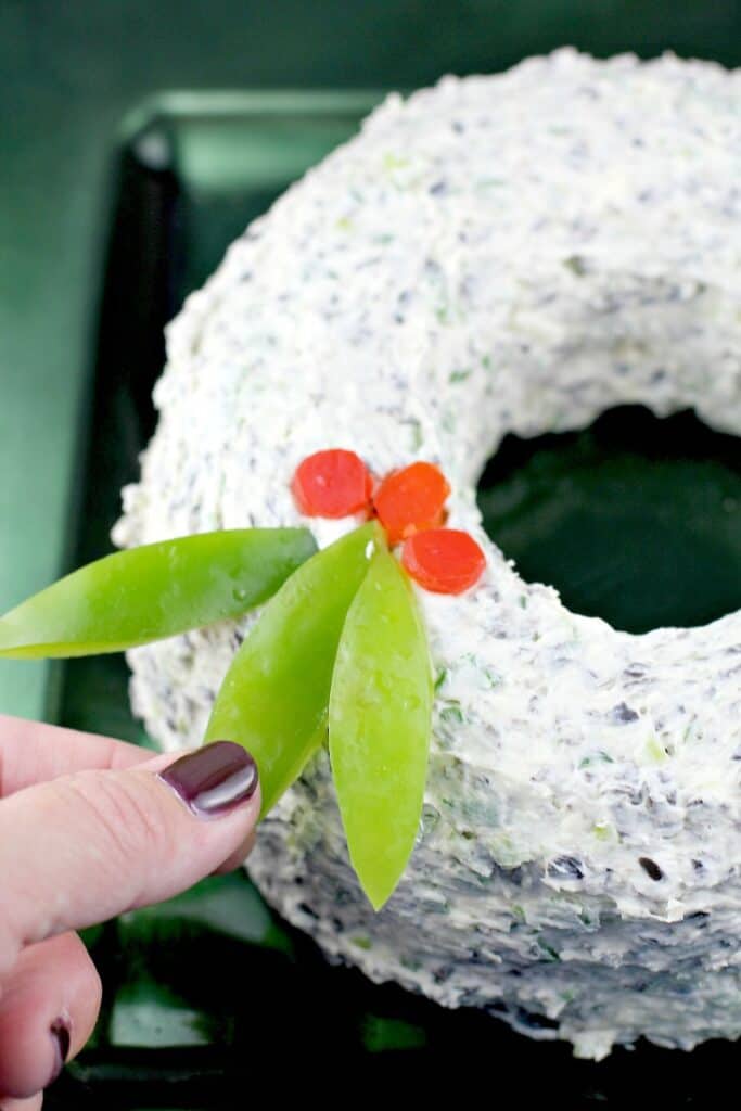 view of the wreath to show the bell pepper garnish