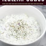 Image for Pinterest with Tzatziki Sauce text overlay