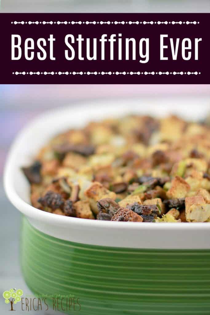Homemade stuffing made with sausage, sage, beautifully browned mushrooms, and Pepperidge Farm stuffing will be the best stuffing recipe you have ever had.