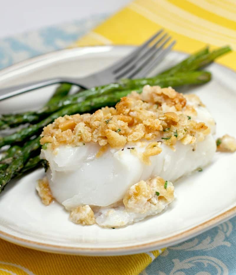 baked fish with ritz cracker topping