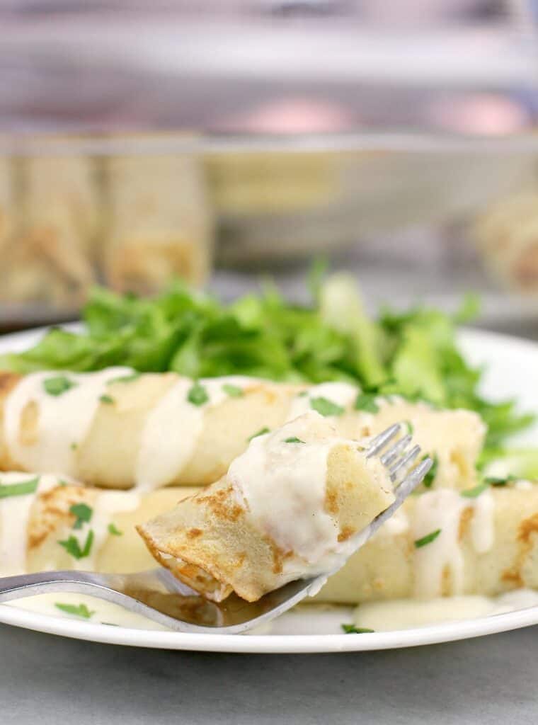 CrabStuffed Crepes Erica's Recipes with lemon cheese sauce