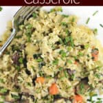 image for Pinterest sharing with text overly recipe title Vegetarian Rice Casserole