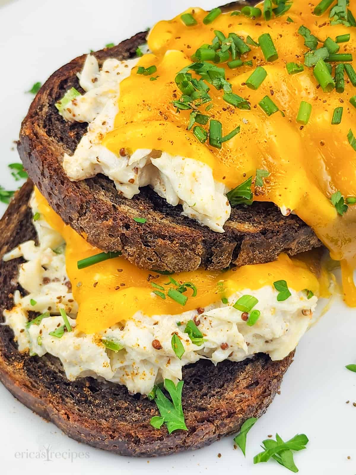 Open Faced Crab Melt Sandwich