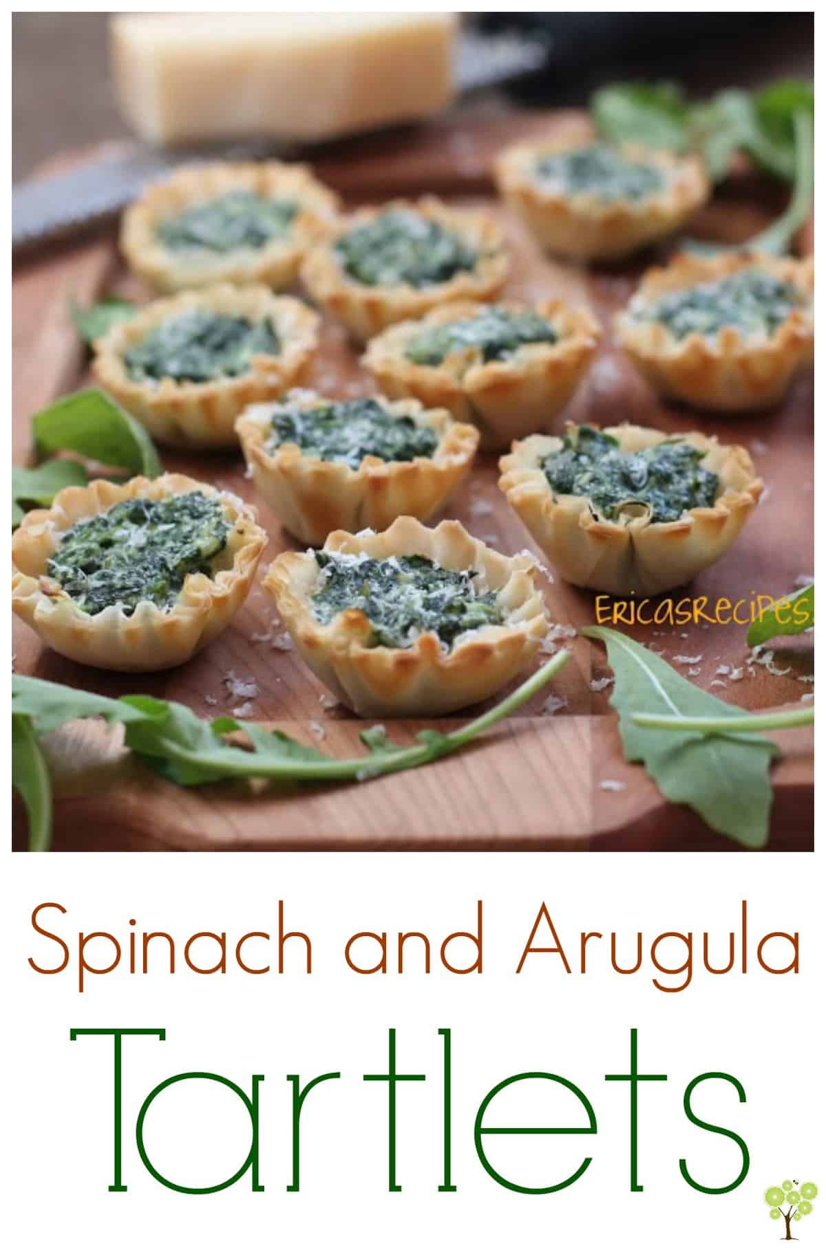 Spinach and Arugula Tartlets #partyfood #recipe #appetizer #vegetarian