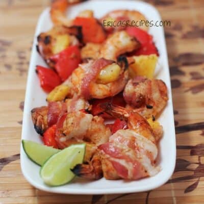 Bacon-Wrapped, Chili-Lime Shrimp with Pineapple