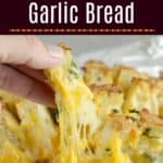 image for pinterest with text, Cheese Stuffed Garlic Bread