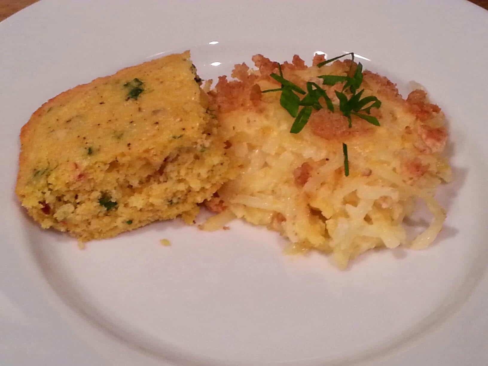 Hash Brown Casserole with Jalapeno Buttermilk Cornbread · Erica's Recipes