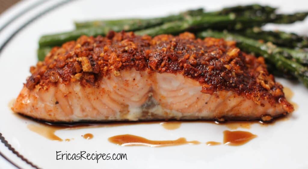 Pecan-Crusted Maple Salmon | EricasRecipes.com