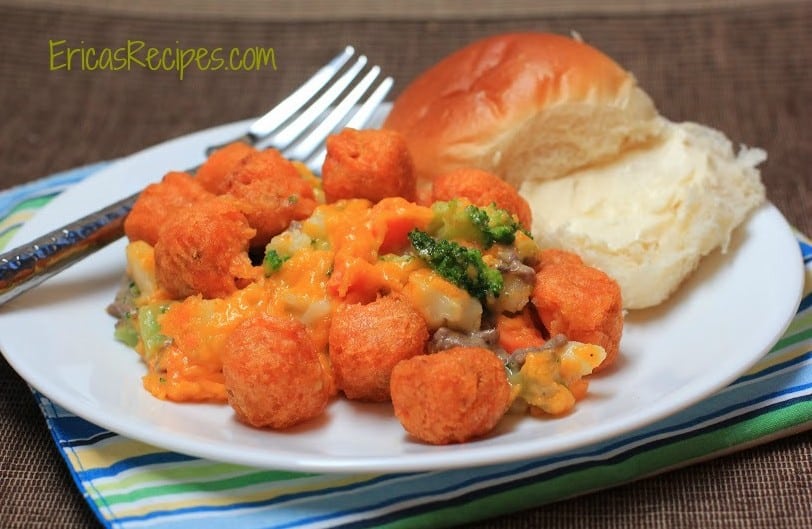 Cheesy Sweet Potato Tater Tot Casserole