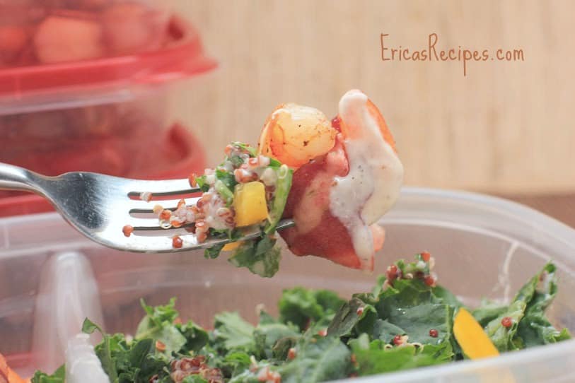 Bacon-Wrapped Shrimp with Kale and Quinoa Salad