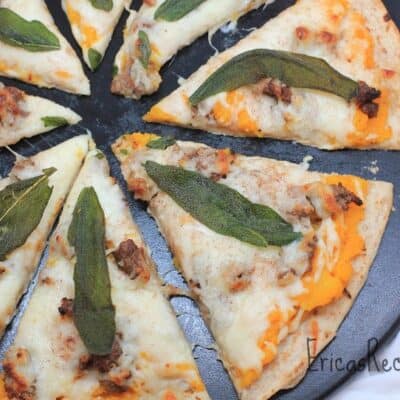 squash and sausage pizza with crispy sage