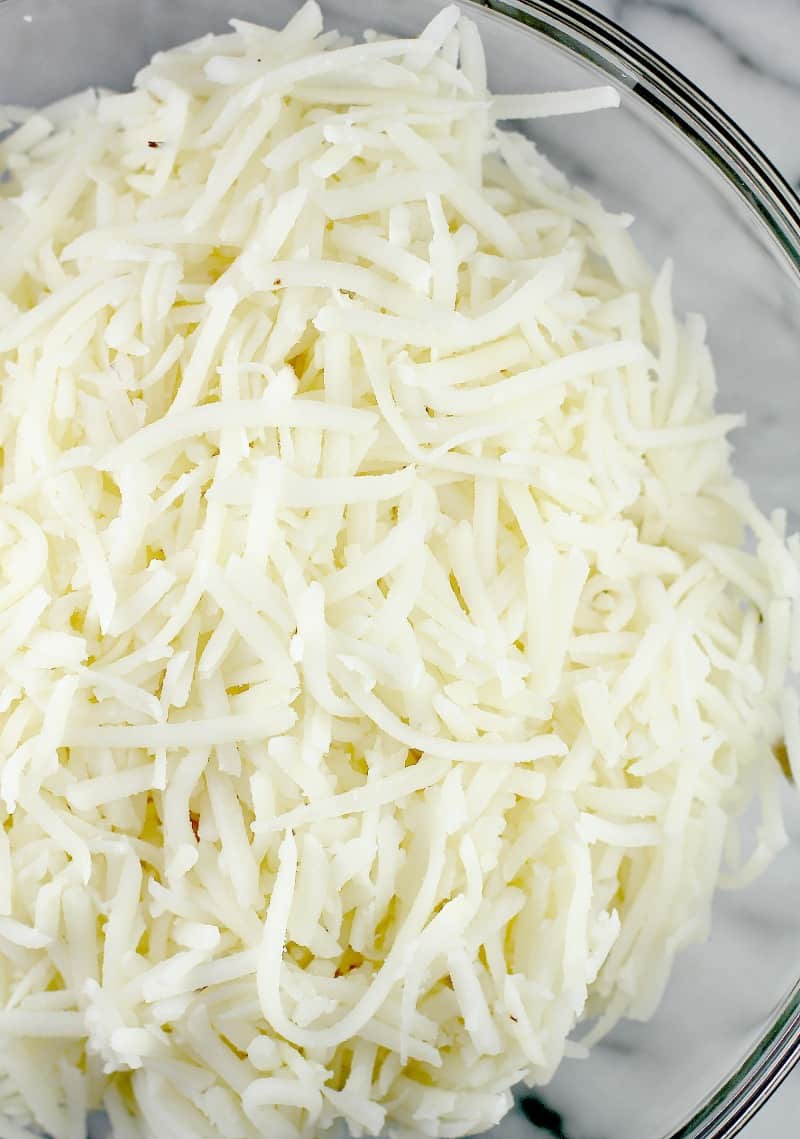 shredded potatoes  in glass bowl