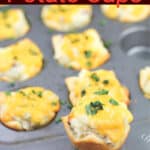 image for pinterest sharing of potato cup with text overlay title Ranch Mashed Potato Cups