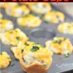 image for pinterest sharing of potato cup with text overlay title Ranch Mashed Potato Cups