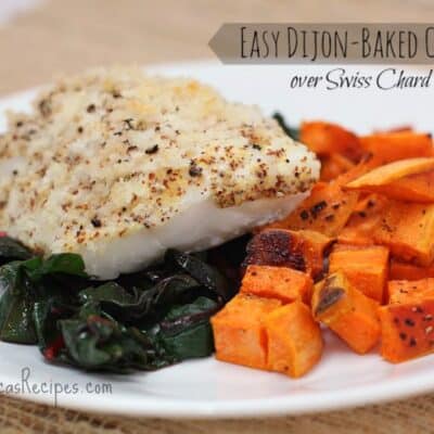 Easy Dijon-Baked Cod over Swiss Chard - EricasRecipes