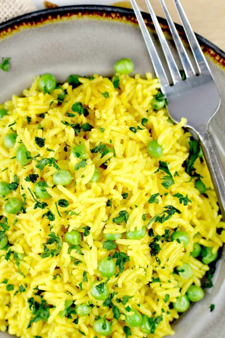 Simple Turmeric Rice with Peas Erica's Recipes easy rice side dish