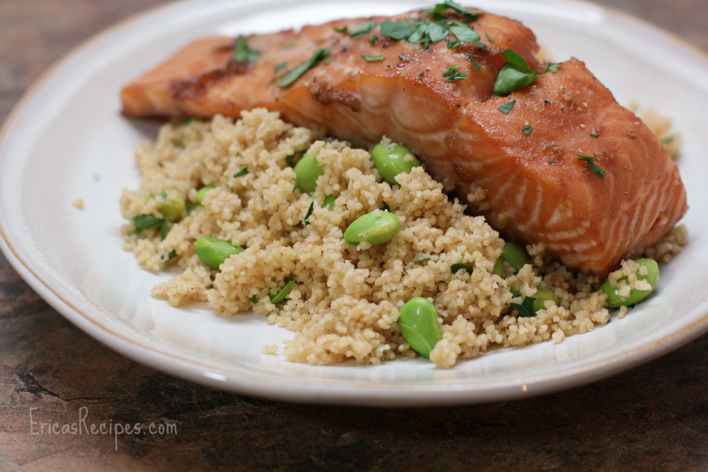 Honey-Soy Salmon over Edamame Couscous · Erica's Recipes