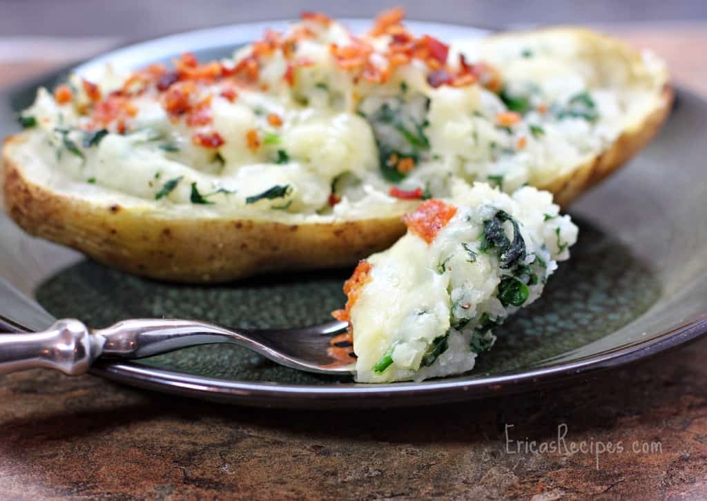 Spinach, Bacon, and Buttermilk Twice Baked Potatoes