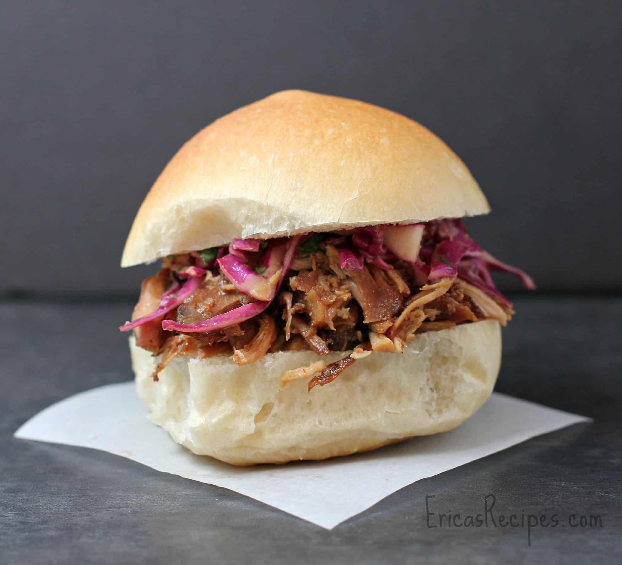 Chinese BBQ Pulled Chicken Sliders with Red Cabbage Slaw