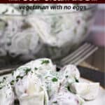 image for sharing on Pinterest with text overlay of recipe title Spring Potato Salad