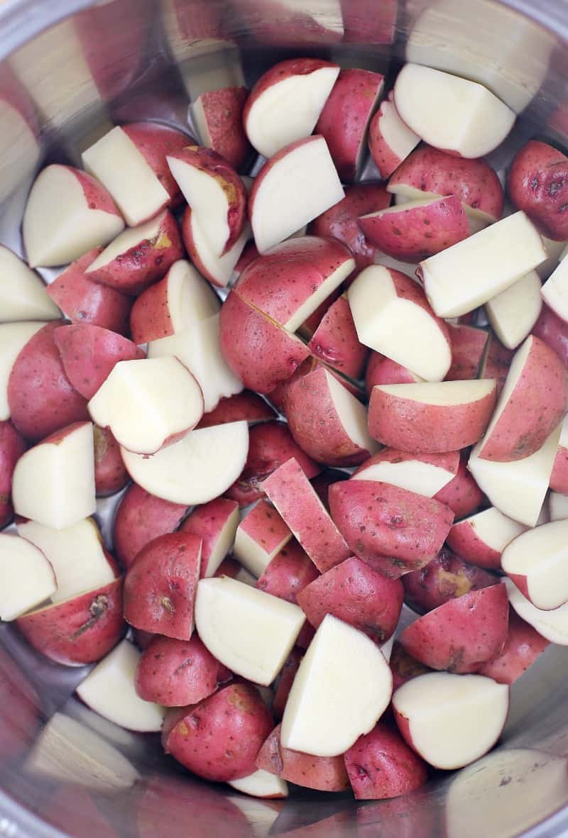 red potatoes in a pot