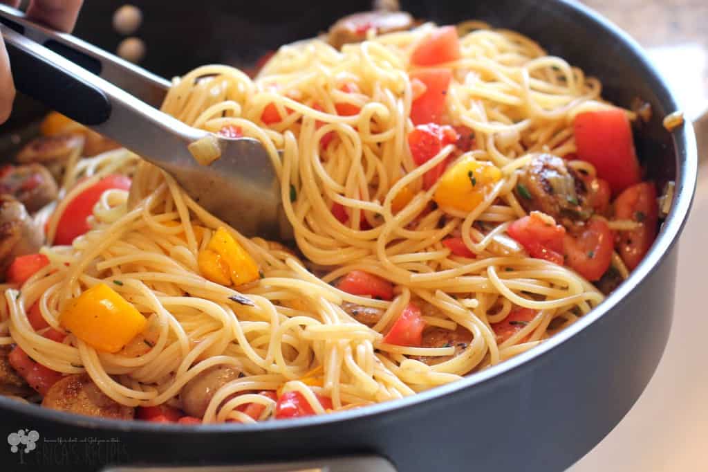 Chicken Sausage and Rosemary Spaghetti