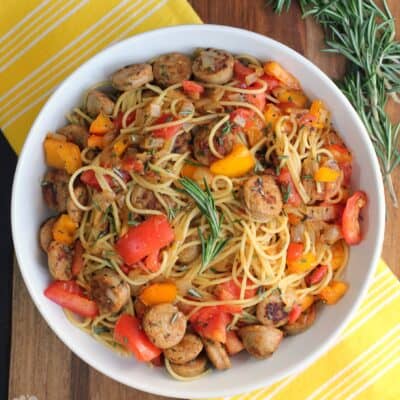 Chicken Sausage and Rosemary Spaghetti