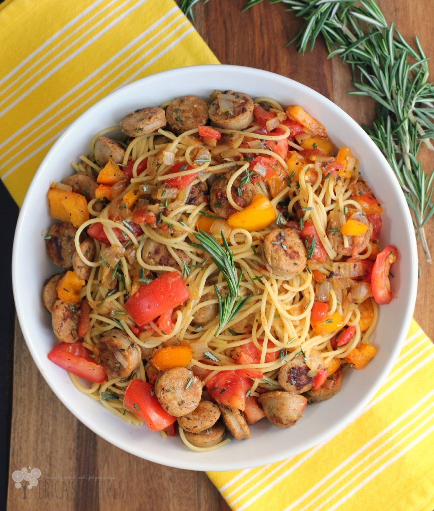 Chicken Sausage and Rosemary Spaghetti