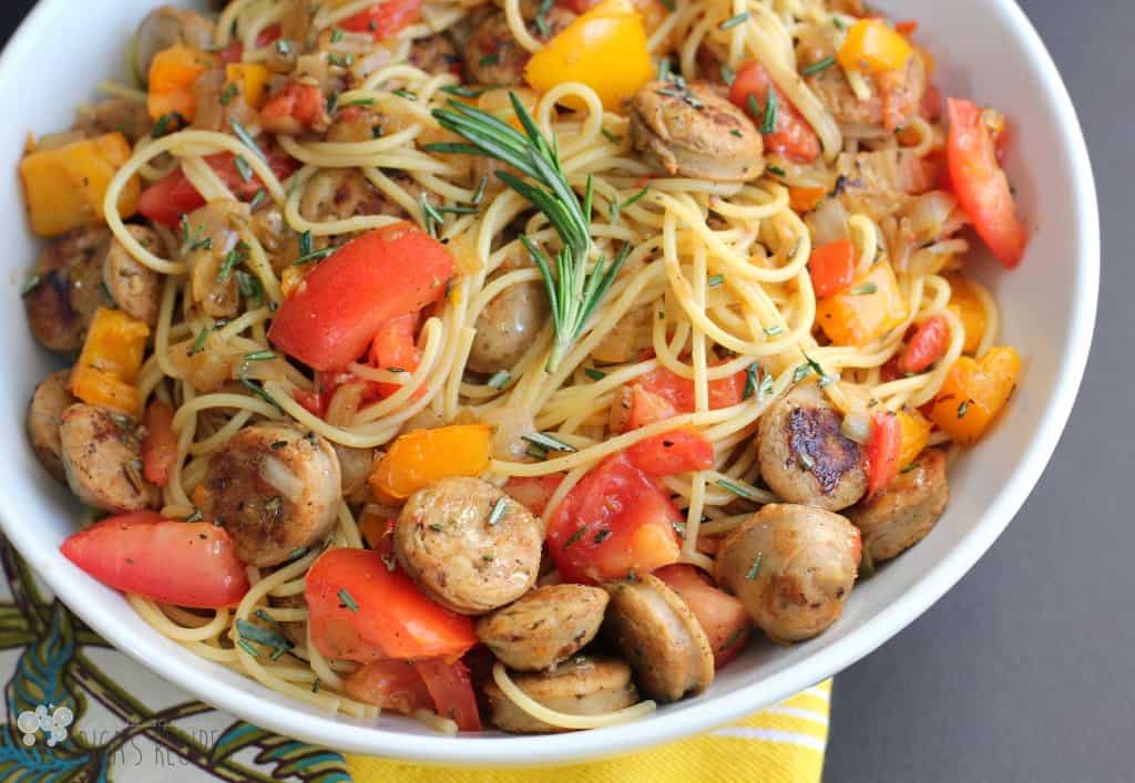 Chicken Sausage and Rosemary Spaghetti