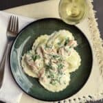 Weeknight Ravioli with Spinach, Salmon, and Boursin Cheese Sauce