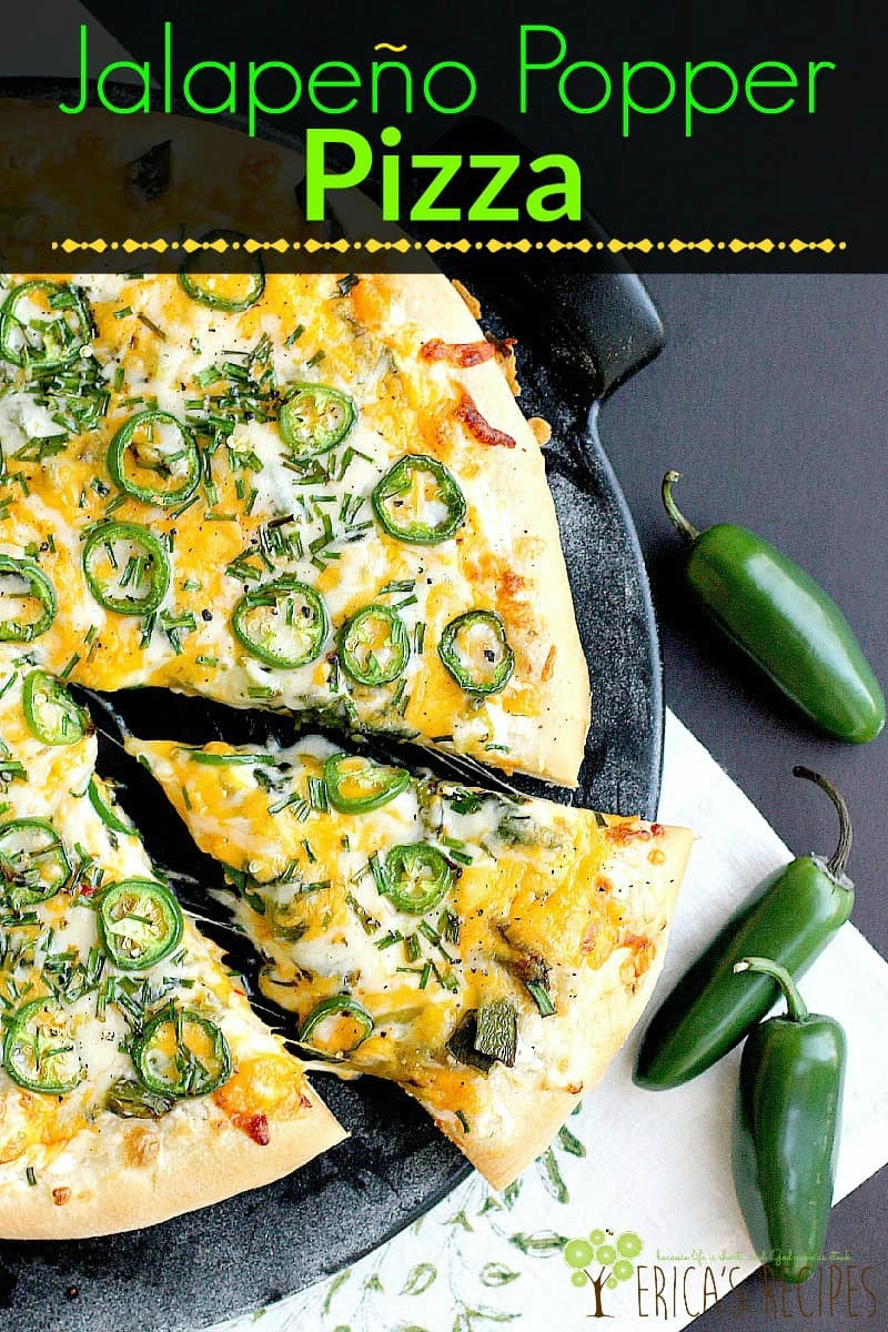 Jalapeño Popper Pizza has three different peppers and three cheeses for a new take on pizza. If you love stuffed jalapenos, you will LOVE jalapeno pizza.