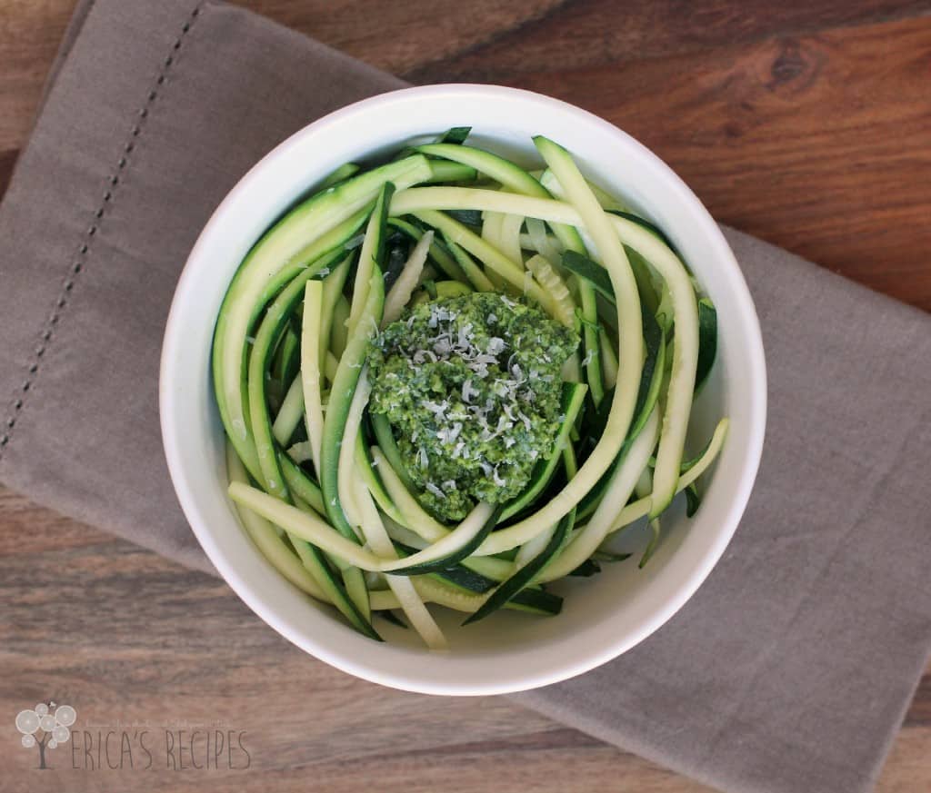 Zucchini Spaghetti with Lemony Kale Pesto