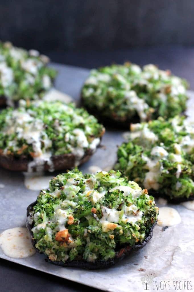 Broccoli-Stuffed Portabello Mushrooms with Dijon-Cheddar Sauce