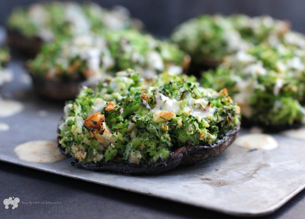 Broccoli-Stuffed Portabello Mushrooms with Dijon-Cheddar Sauce