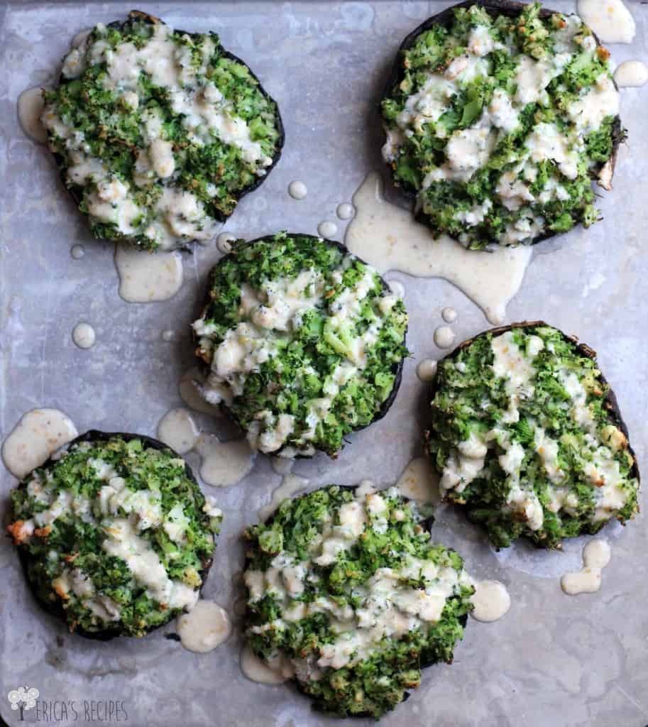 Broccoli-Stuffed Portabello Mushrooms with Dijon-Cheddar Sauce