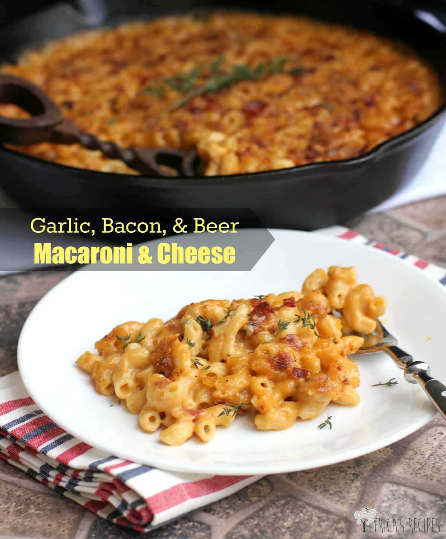 Garlic, Bacon, and Beer Macaroni and Cheese. This recipe has to happen in your life. #goals #recipe #food #macaroniandcheese #beer #cheese #bacon