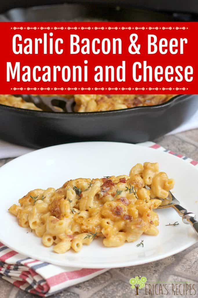 Garlic, Bacon, and Beer Macaroni and Cheese. This recipe has to happen in your life. #goals #recipe #food #macaroniandcheese #beer #cheese #bacon
