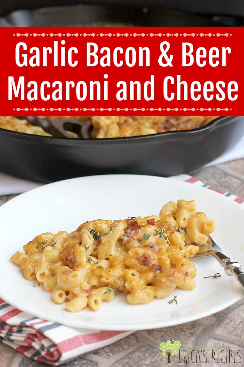 Garlic, Bacon, and Beer Macaroni and Cheese. This recipe has to happen in your life. #recipe #food #macaroniandcheese #beer #cheese #bacon