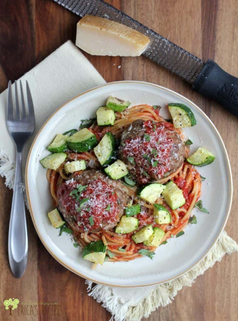 Spaghetti, Zucchini, and Meatballs: Cheap Meal of the Week | EricasRecipes.com