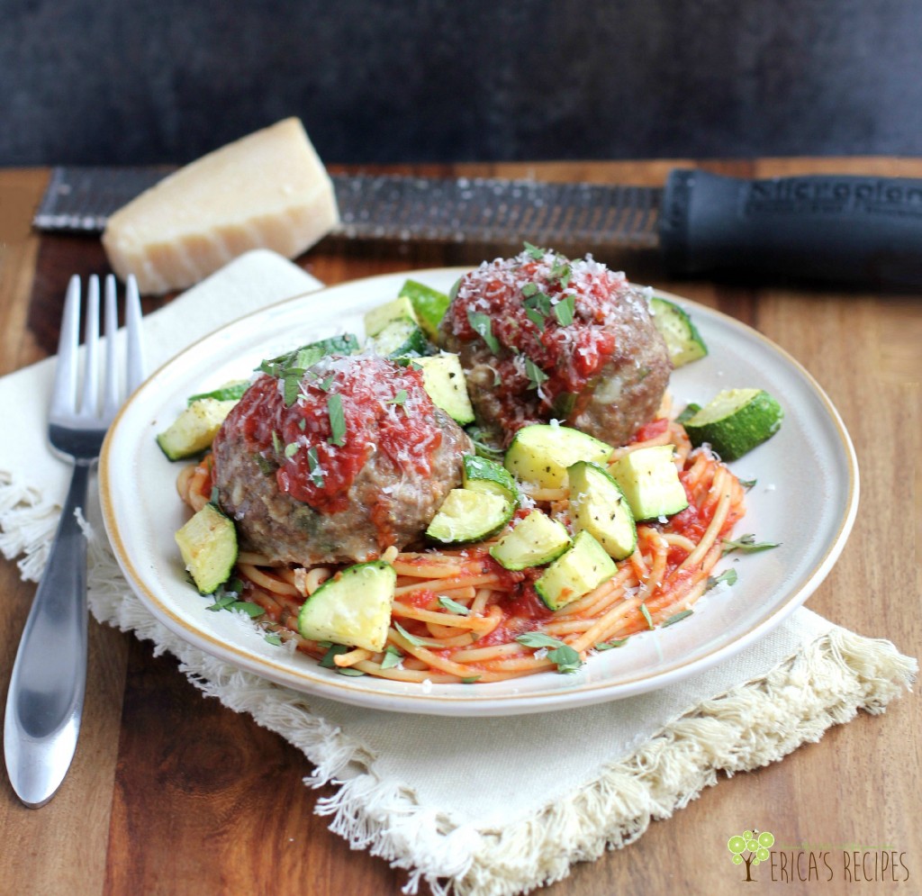 Spaghetti, Zucchini, and Meatballs: Cheap Meal of the Week | EricasRecipes.com