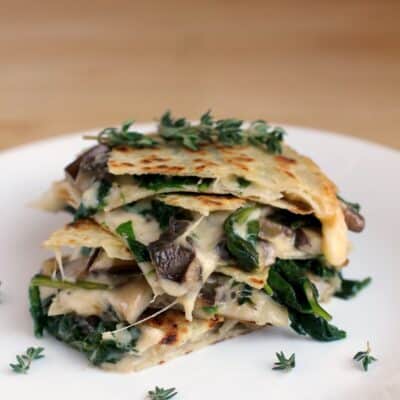 Spinach, Mushroom, and Thyme Quesadillas with Smoked Gouda