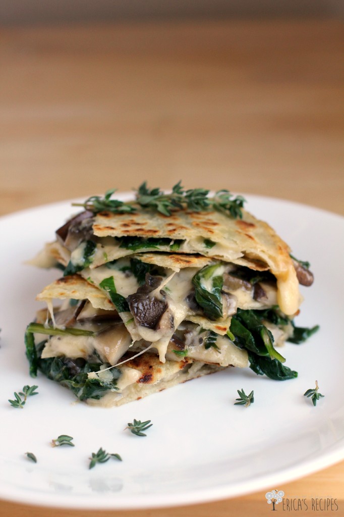 Spinach, Mushroom, and Thyme Quesadillas with Smoked Gouda