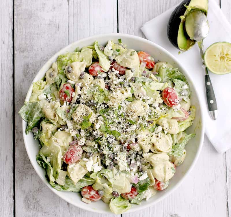 Tortellini Salad with Avocado Dressing – Erica's Recipes – Potluck Recipe