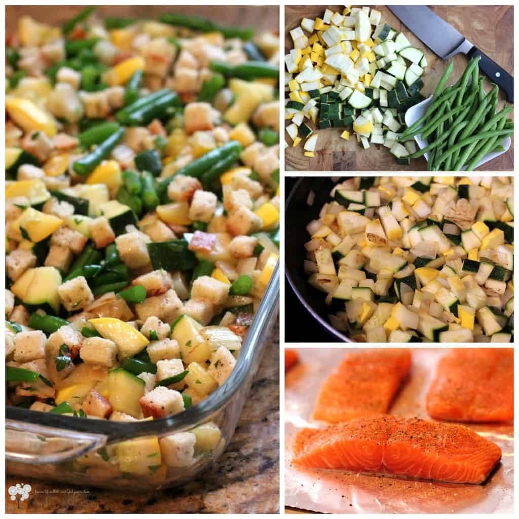 Lemon-Dill Salmon over Summer Vegetable Stuffing