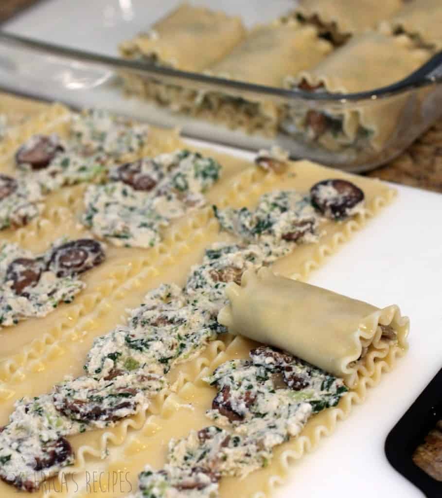 Mushroom, Broccoli, and Spinach Lasagna Roll-ups