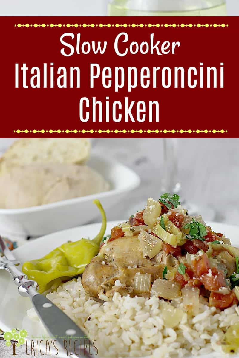 This simple, pulled chicken slow cooker recipe takes just minutes to throw together into the crock-pot for a healthy Italian Pepperoncini Chicken supper. 