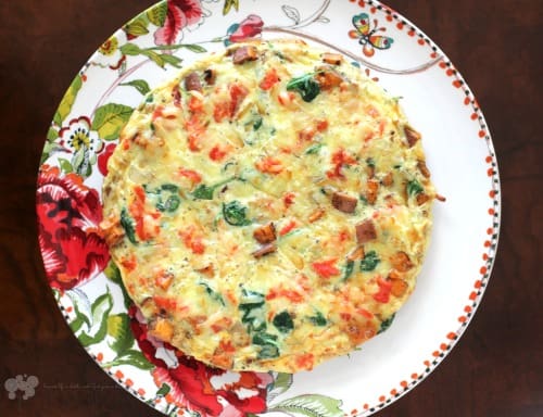 Healthy Frittata with Smoked Salmon, Baby Kale, and Sweet Potato